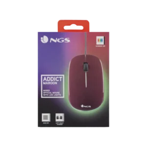 MOUSE NGS WIRED OPTICAL [ADDICT] MAROON WITH LED LIGHTS 2